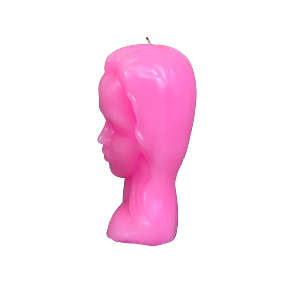 Pink Lady Head Candle Hawaiian Woman Bust Tiki Tropical Unused Marwal Mold Vtg‎ - Picture 6 of 9